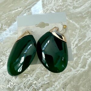 Chic Green and Gold Teardrop Earrings